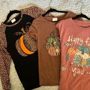 Fall t-shirts (three) boutique purchased.  Size L & XL.
